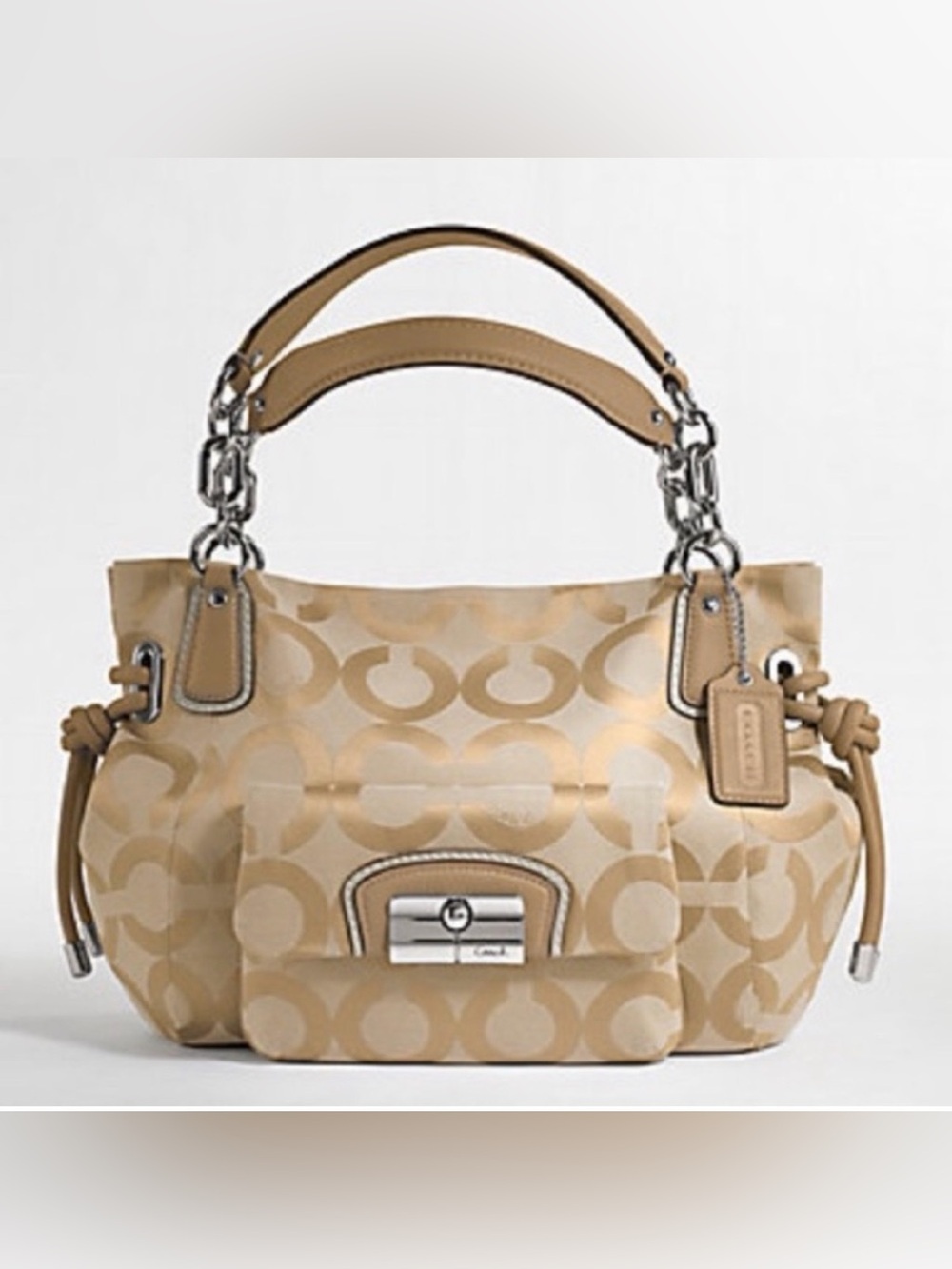 Coach Kristin 14915 OpArt Khaki Hobo Shoulder Tote